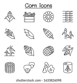 Corn icon set in thin line style