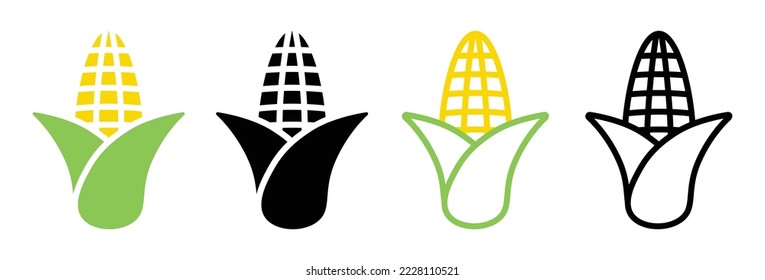 Corn icon set vector isolated on white background.