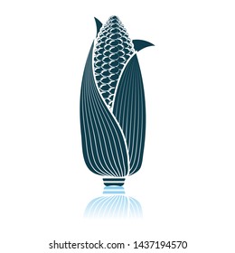 Corn Icon. Shadow Reflection Design. Vector Illustration.