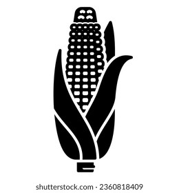 Corn icon in the shape of a cob with peeled skin and full of seeds