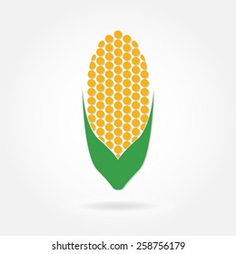 Corn icon or sign isolated on white background. Agriculture symbol. Colorful vector illustration.