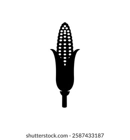 Corn icon silhouette vector illustration on white background