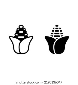 corn icon with solid line and glyph style. Suitable for website design, logo, app and ui.