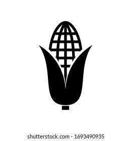 Corn icon in solid line style. Maize icon. Cereal, grain crop symbol for perfect web and mobile illustrations.