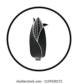 Corn icon. Thin circle design. Vector illustration.