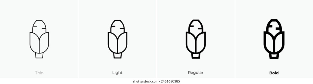 corn icon. Thin, Light Regular And Bold style design isolated on white background