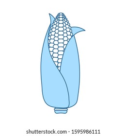 Icono de maíz. Línea Delgada Con Diseño De Relleno Azul. Ilustración vectorial.