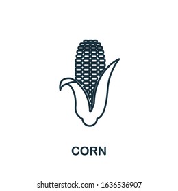 Corn icon. Thin line style element from farm icons collection. Outline Corn icon for computer and mobile.