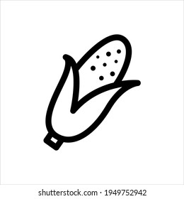 icono de maíz vectorial de la colección barbacoa. Ilustración vectorial del icono de contorno de maíz delgado. Esquema, icono de maíz delgado para el diseño de sitios web y el desarrollo de aplicaciones móviles.
