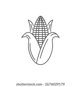 Vector de ícono de maíz de la colección de barbacoa. Ilustración vectorial de icono de contorno de maíz de línea delgada. Esquema, icono de maíz de línea delgada para el diseño de Sitio web y móvil, desarrollo App. 