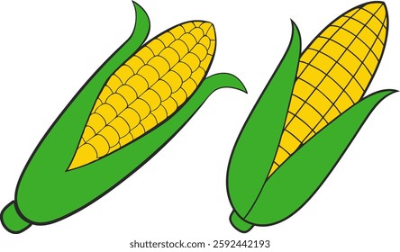 Corn icon vector, Corn cobs silhouette, Set of Corn art, Corns vector illustration