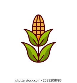 Diseño del Vector del icono del maíz para el negocio agrícola del restaurante de la comida conveniente para el logotipo, el icono, la lista del menú, la infografía, la presentación, la marca, el etc.