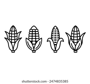 corn icon vector design symbol black white color line illustration collections sets