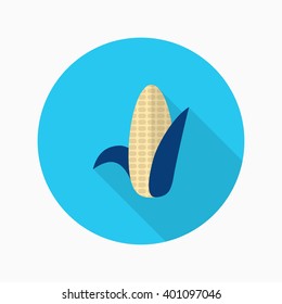 Corn  icon, Vector flat long shadow design. EPS10