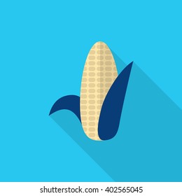 Corn  icon, Vector flat long shadow design. EPS10