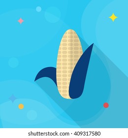 Corn  icon, Vector flat long shadow design. EPS10
