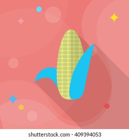 Corn  icon, Vector flat long shadow design. EPS10