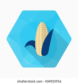 Corn  icon, Vector flat long shadow design. EPS10
