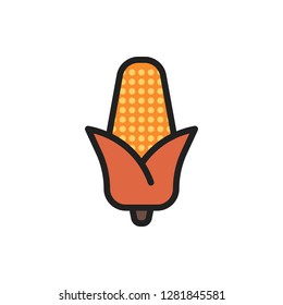 Corn Icon Vector Illustration in Filled Style for Any Purpose