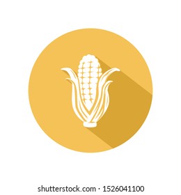 Corn icon vector. illustration of corn isolated on yellow circle. healthy vegetable, nutrition icon