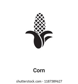 Corn icon vector isolated on white background, logo concept of Corn sign on transparent background, filled black symbol