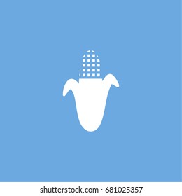 corn icon. vector sign symbol on blue background