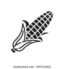 Corn icon (Vegetable, plant, veggie) Black Vector illustration
