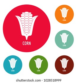 Corn icons circle set vector isolated on white background