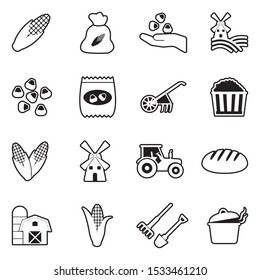 Corn Icons. Line With Fill Design. Vector Illustration.