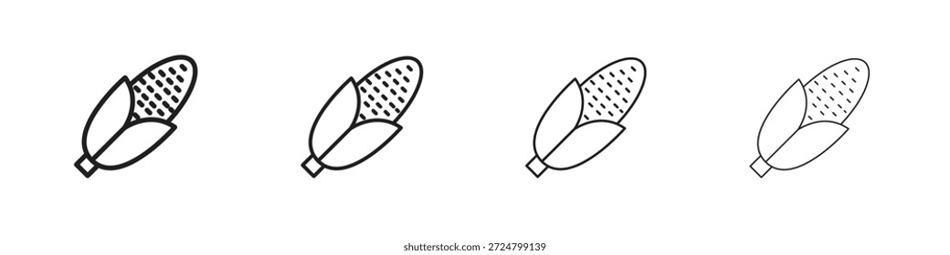 Iconos de maíz línea colección de Vector. Icono de Vector perfecto de píxeles