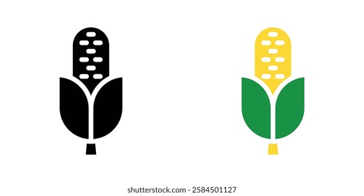 Corn icons pack in black and colored version