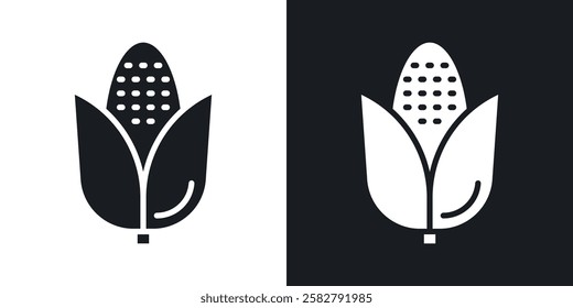 Corn icons set vectors black and colored style