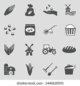 Corn Icons. Sticker Design. Vector Illustration.