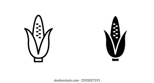 Corn icons. stroke line and black solid icons