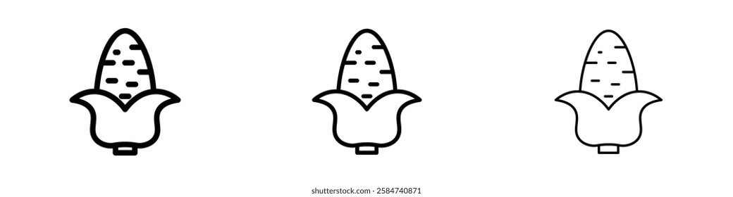 Corn icons in three different stroke lines