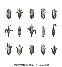 Corn icons. Vector illustration isolated on white background.