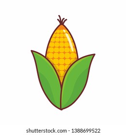 Corn illustration with cute design isolated on white background. Corn vector illustration 