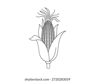 Vector de ilustración de maíz con oreja en mazorca y cáscara ingrediente alimentario para la agricultura y la cosecha de otoño y acción de gracias