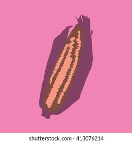 Corn isolated on a colorful background. Vector illustration.