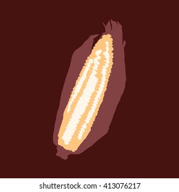 Corn isolated on a colorful background. Vector illustration.
