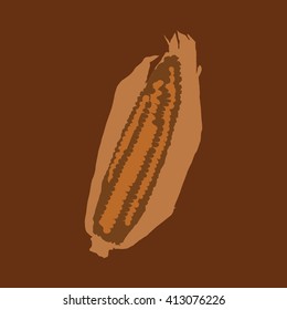 Corn isolated on a colorful background. Vector illustration.