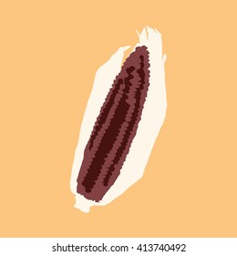 Corn isolated on a colorful background. Vector illustration.