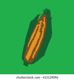 Corn isolated on a colorful background. Vector illustration.