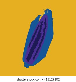 Corn isolated on a colorful background. Vector illustration.