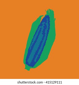 Corn isolated on a colorful background. Vector illustration.