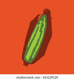 Corn isolated on a colorful background. Vector illustration.