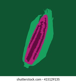Corn isolated on a colorful background. Vector illustration.