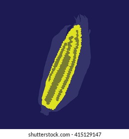 Corn isolated on a colorful background. Vector illustration.