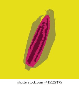 Corn isolated on a colorful background. Vector illustration.