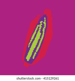 Corn isolated on a colorful background. Vector illustration.